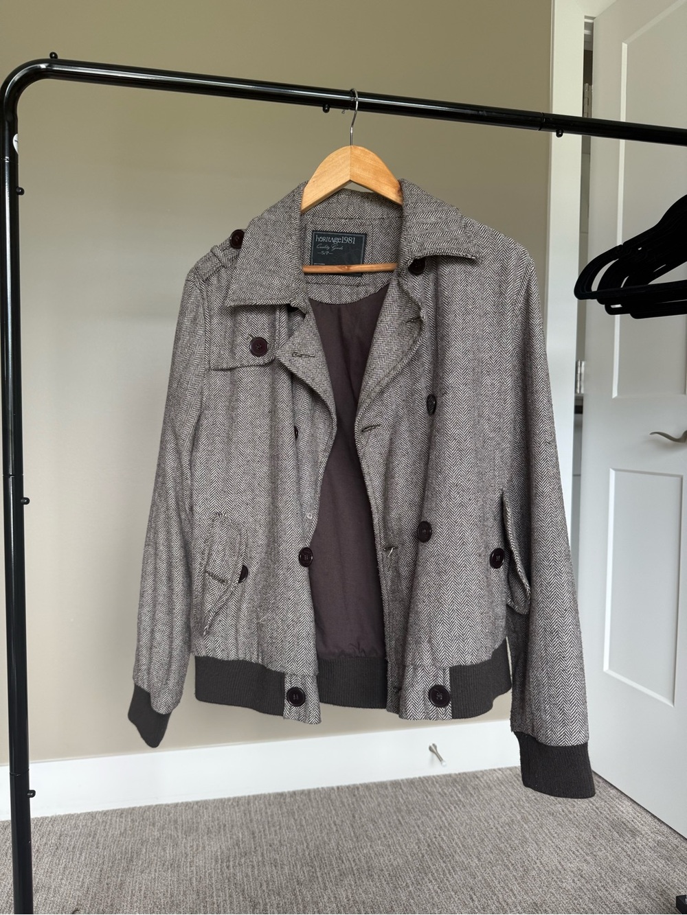 Heritage 1981 Gray Herringbone Bomber Jacket